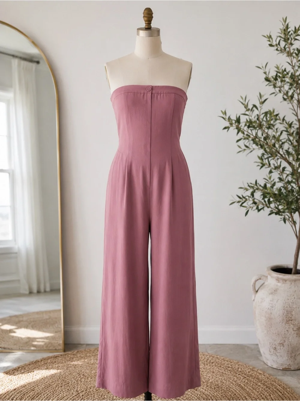 ZARA Strapless Linen-Blend Jumpsuit | Resort Chic Euro Summer Vacation Elegance